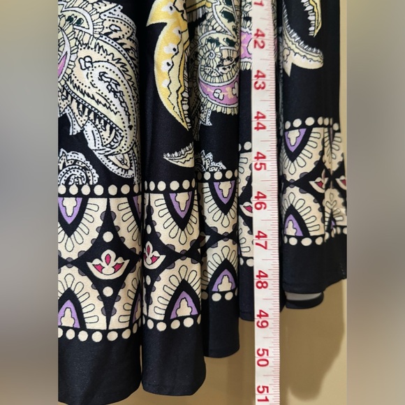 Black Midi Mixed Media Dress with Floral Print - Picture 8 of 9